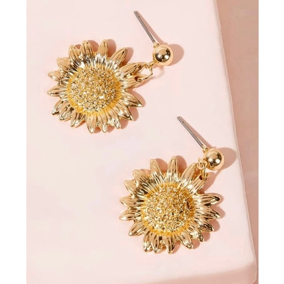 Sunflower Drop Stud Earrings - Picture 3 of 6
